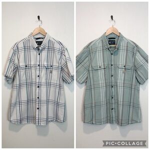 Lot of 2 Men’s Carhartt Loose Fit Midweight Plaid Button-Down Shirts Size XL